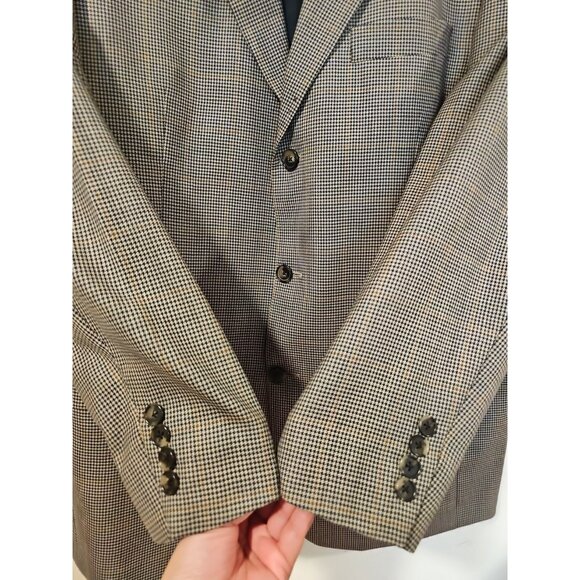 Nautica Neptune Sport Jacket/Blazer Men's 42R Beige Blue Houndstooth Wool Canada - Picture 13 of 14